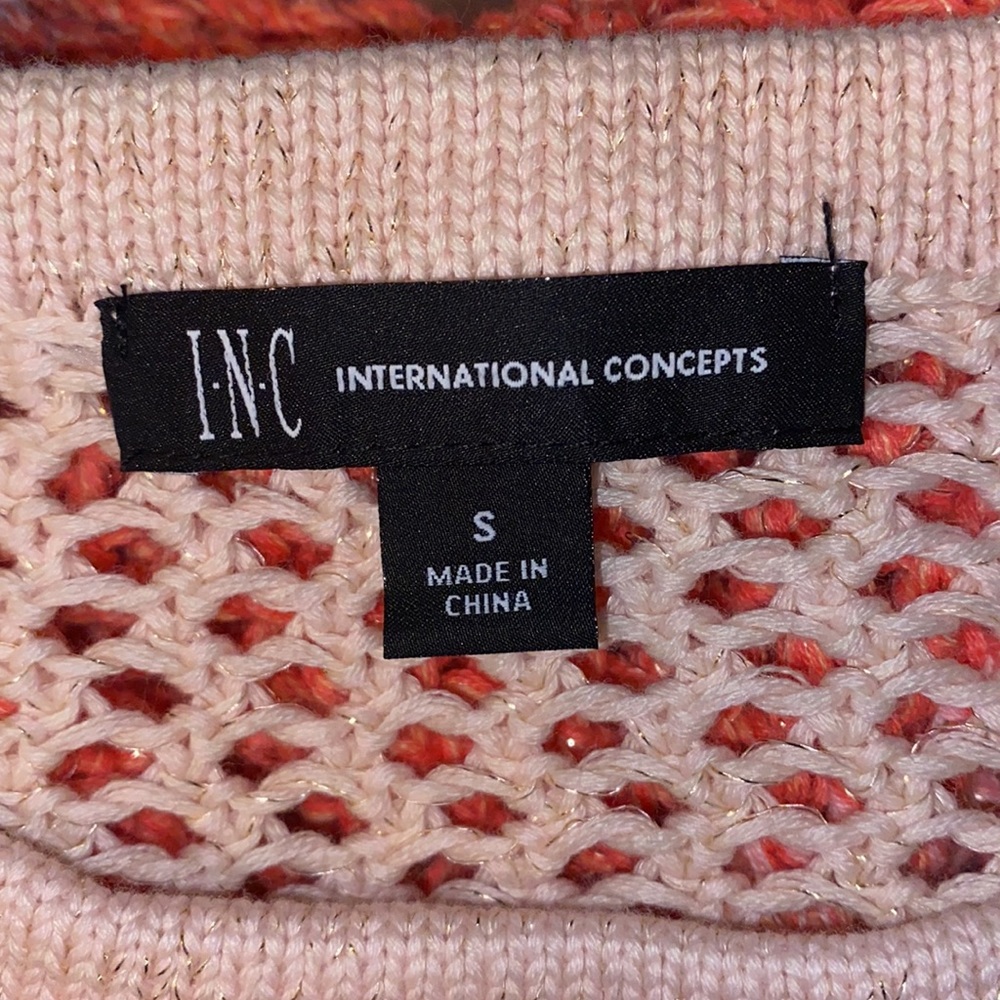 INC Orange Ombré Metallic Detail Loose Knit Sweater Size S - Picture 9 of 12